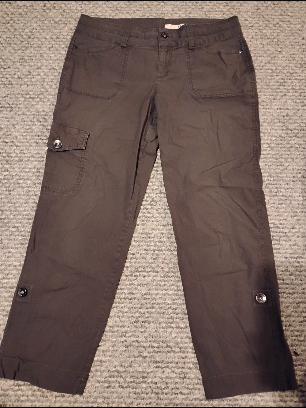 DKNY Women's Brown Cargo Pants with Button Tabs